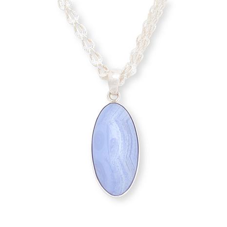 Jay King Sterling Silver Blue Lace Agate Pendant with Chain | HSN