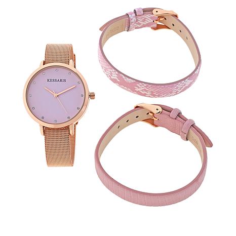 Kessaris Interchangeable Strap Watch Set 20738552 HSN