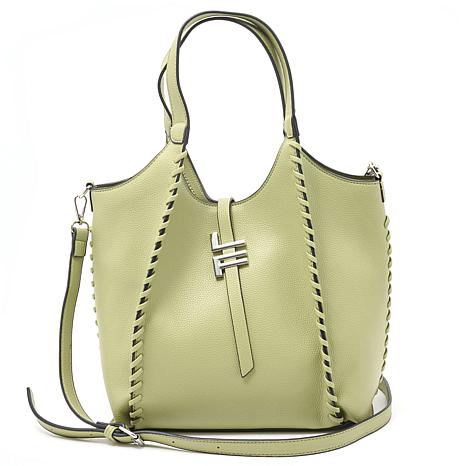 London Fog Jade Whipstitch Tote Bag with Crossbody Strap | HSN