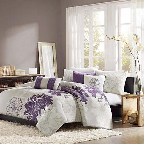 Madison Park Lola Duvet Set King Gray Purple 7198166 Hsn