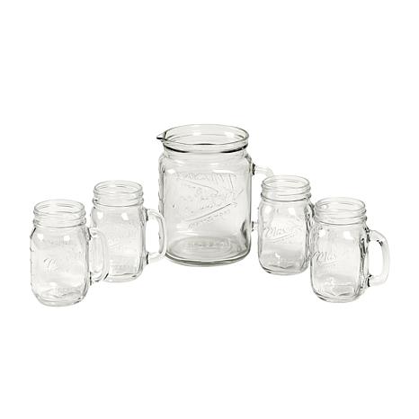 5-Piece Mason Craft Glass Drink Dispenser Set