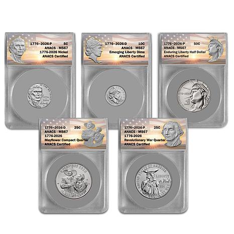 $199.99, Was $269.99, 25% Off! MS67 ANACS America's 250th Anniversary 5-Coin Set - Auto-Ship® dealfomo