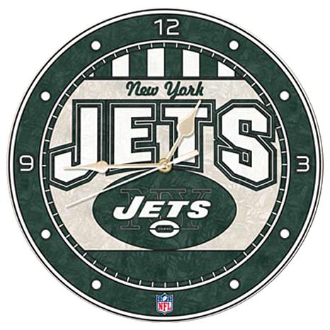 New York Jets 12 Art-Glass Wall Clock