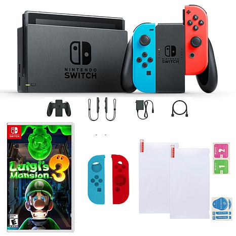 Nintendo Switch In Neon With Luigis Mansion 3 Screen Protectory And Joy Con Si Hsn