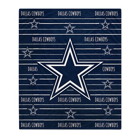 Officially Licensed Dallas Cowboys Logo Stripe Flannel Fleece Blanket ...