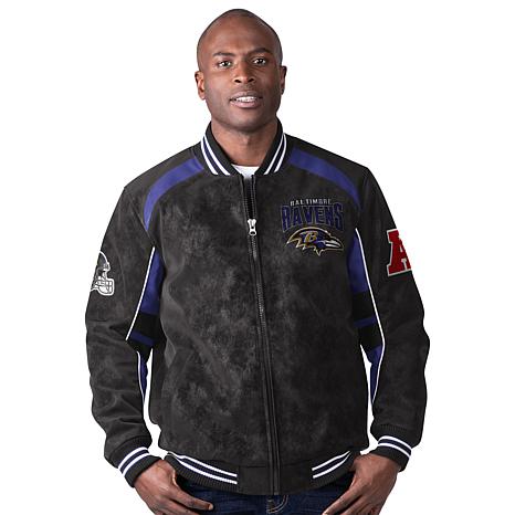 Officially Licensed NFL Men's Faux Suede Full-Zip Jacket by Glll - Ravens