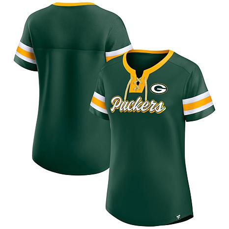 NFL Green Bay Packers Women's Authentic Mesh Short Sleeve Lace Up V-Neck  Fashion Jersey - S