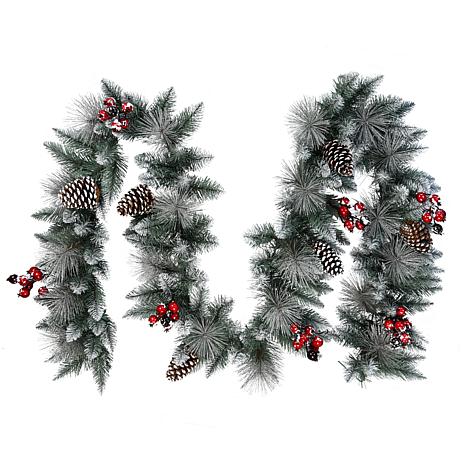 Puleo International 9' Sterling Pine Garland with Silver Glitter
