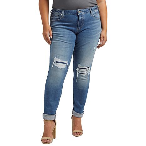 Silver Jeans Co. Plus Size Girlfriend Mid Rise Slim Leg Jeans ...