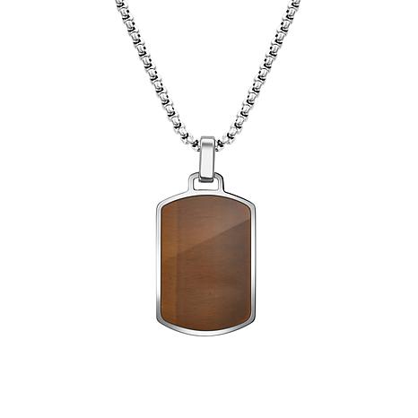 Van Heusen Men s Stainless Steel Onyx Dog Tag Pendant Necklace