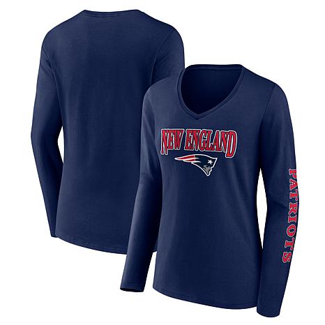 Women's Fanatics Navy New England Patriots Wordmark Long Sleeve V-Neck ...