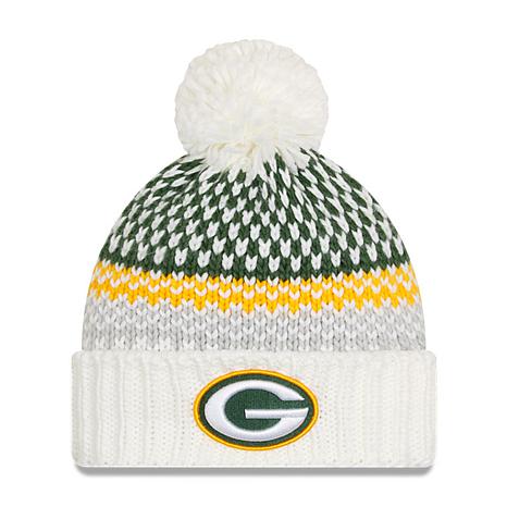 Women's New Era White Green Bay Packers 2023 Sideline Cuffed Knit Hat ...