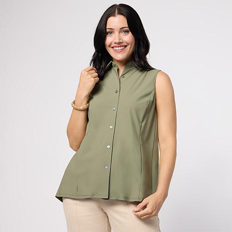 WynneCollection Stretch Tech Pleated Top | HSN