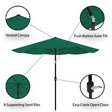 10' Auto-Tilt Patio Umbrella with Easy Crank - Hunter Green