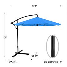 10' Hanging Cantilever Patio Umbrella with Easy Crank - Brilliant Blue