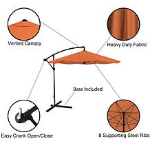 10' Hanging Cantilever Patio Umbrella with Easy Crank - Terracotta