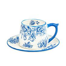 10 Strawberry Street Bella Tea Cup & Saucer, Vintage Bloom, Set of 4