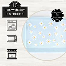 10 Strawberry Street Blue Daisy Polka Dot Rectangular Baker