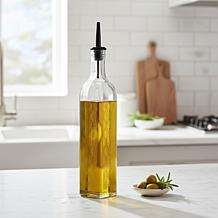 10 Strawberry Street Glass Oil & Vinegar Bottles,  Clear Pine Bough