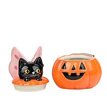10 Strawberry Street Kitty-fly Jack O' Lantern Canister