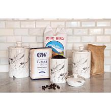 10 Strawberry Street Marble 3-piece Canister Set - White/Black