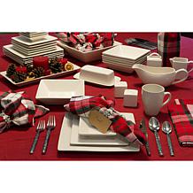 10 Strawberry Street Nova 40-piece Square Dinnerware Set - Cream White