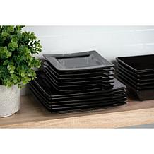 10 Strawberry Street Nova Square 40-Piece Dinnerware Set, Black