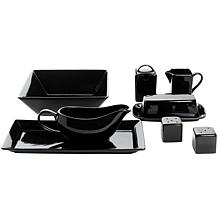 10 Strawberry Street Nova Square 40-Piece Dinnerware Set, Black