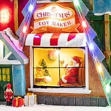 10.75" Lighted Christmas Toy Market Resin Village