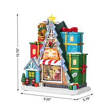 10.75" Lighted Christmas Toy Market Resin Village