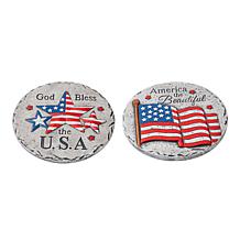 10"D Set of 2 Patriotic/Americana Cement Flag and Stars Stepping Stone