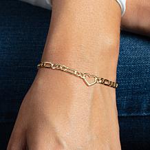 10K Gold Open Heart Link Bracelet 