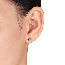 10K White Gold 1.19ctw London Blue Topaz and Diamond Halo Earrings