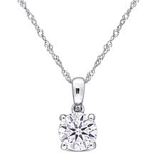 10K White Gold 1.25ctw Moissanite Round Solitaire Pendant with Chain