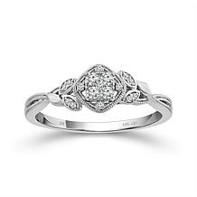 10K White Gold 1/8ctw Diamond Cushion Cluster Ring
