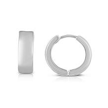 10K White Gold Hugger Hoop Earrings with Hinged Clasp
