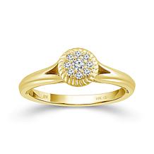 10K Yellow Gold 1/10ctw Diamond Cluster Cathedral Ring