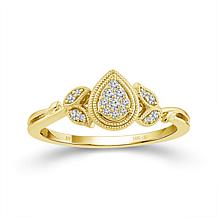 10K Yellow Gold 1/10ctw Diamond Pear and Marquise Design  Ring