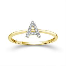 10K Yellow Gold 1/20ctw Diamond A Initial Ring