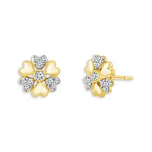 10K Yellow Gold 1/4ctw Pave Diamond Fashion Hearts Stud Earrings