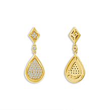 10K Yellow Gold 1/4ctw Pave' Diamond Pear Drop Earrings