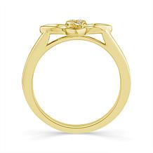 10K Yellow Gold 1/50ctw Diamond Open Floral-Design Ring