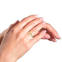 10K Yellow Gold 1/50ctw Diamond Open Floral-Design Ring