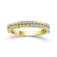 10K Yellow Gold 1/5ctw Diamond Bead Detail Anniversary Band Ring
