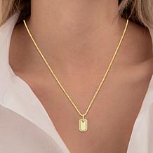 10K Yellow Gold 1/6ctw Diamond Dog Tag Pendant with Chain