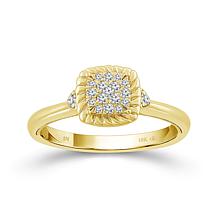 10K Yellow Gold 1/6ctw Diamond Pavé Square Cluster Engagement Ring