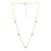 10K Yellow Gold 1/8ctw Diamond Flower Station Cable Chain Necklace