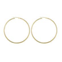 10K Yellow Gold 45x2mm Tube Hoop Earrings with Hinged Clasp