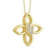 10K Yellow Gold Diamond Cluster Fashion Pendant with Chain