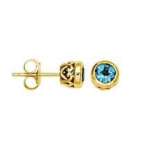 10K Yellow Gold Gem and Created White Sapphire 5mm Stud Earrings - 20019068 | HSN